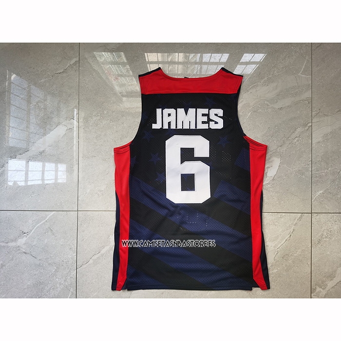Lebron James NO 6 Camiseta USA 2012 Negro